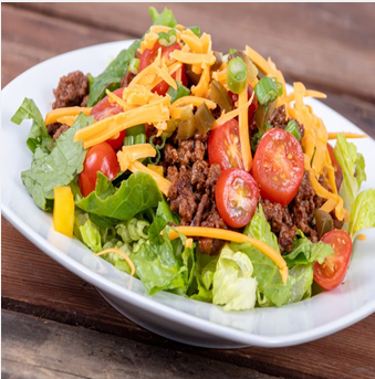 Semi-Home Cooked Cheesy Ground Beef Southwest Salad